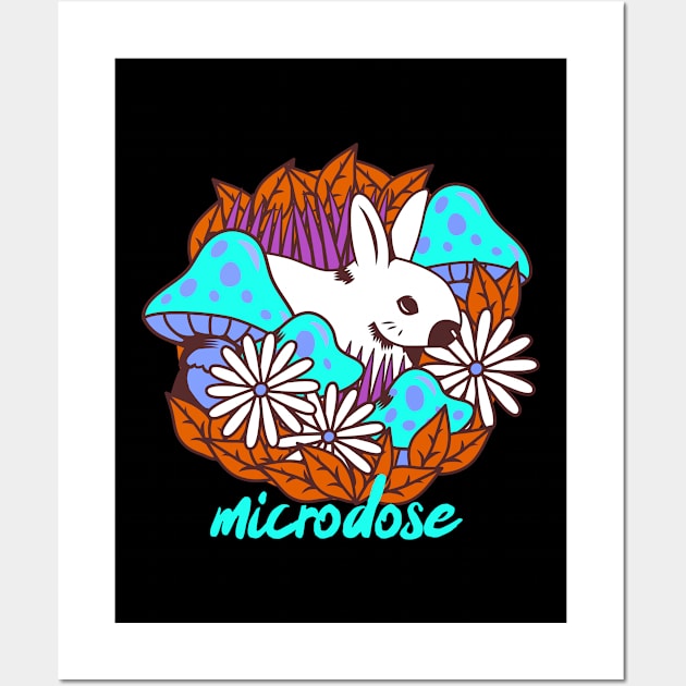 Microdose mushrooms, Magic Mushrooms, hallucinogenic mushrooms, psilocybin mushroom Wall Art by One Eyed Cat Design